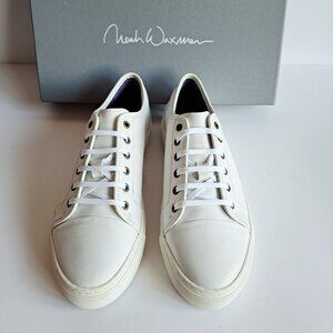 New Noah Waxman Men's White Leather Sneakers Size 7.5